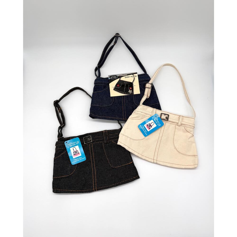 3 Pack Mini Jean Craft Purses DIY Craft Supply New Denim Style Lot